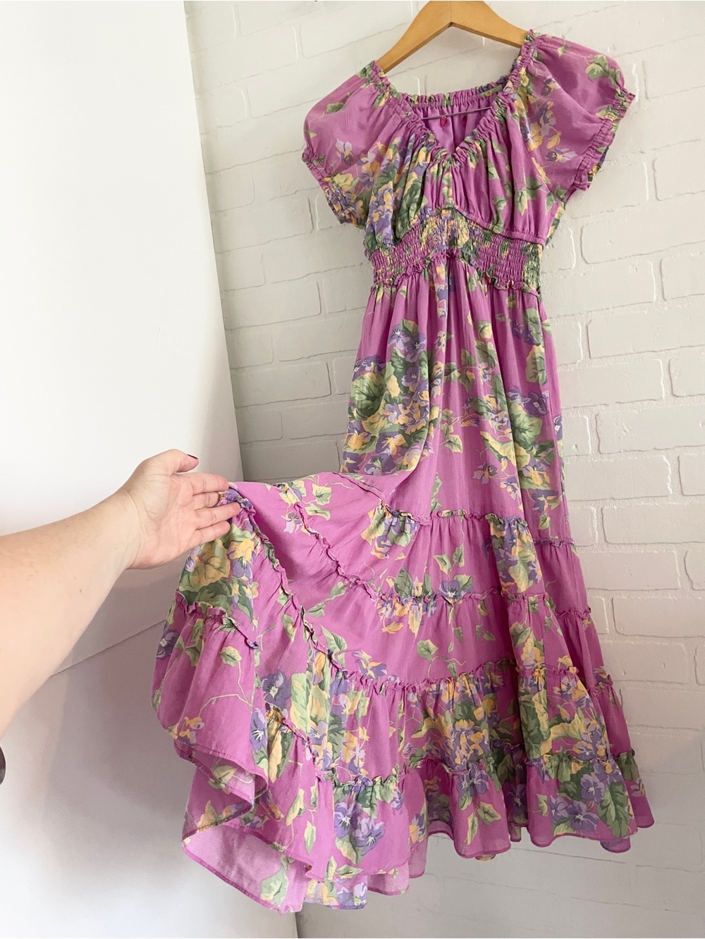 Betsey Johnson Archive 90s Prairie Cotton Smocked Midi Dress Collector Sz S - Picture 6 of 16